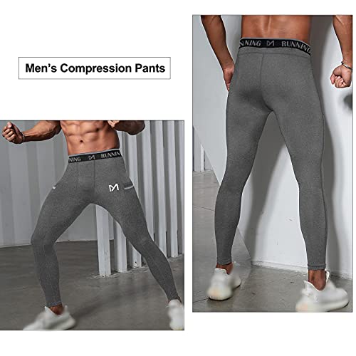 MEETYOO Men's Compression Pants with Pockets, Cool Dry Long Base Layer
