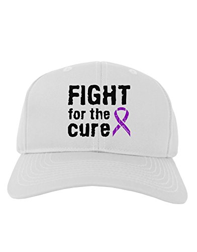 TooLoud Fight for the Cure - Purple Ribbon Alzheimers Disease Adult Baseball Cap Hat - White