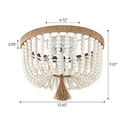 VILUXY Bohemia Wood Beaded Flush Mount Ceiling