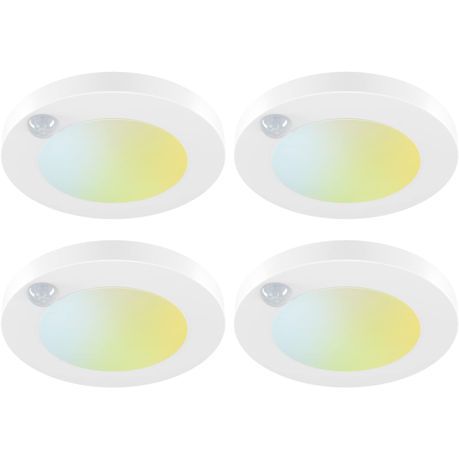Photo 1 of JULLISON 4 Inch Field Selectable 5CCT LED Motion Sensor Ceiling Light, 120V Wired Closet Light, 10 Watts, 600Lm, CRI80+, Non-dimmable, ETL Certified, Wet Location, Round/White, 4 Packs …