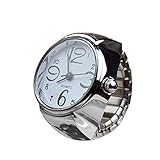 Start Unisex Men Women Couple Ring Watch Creative Elastic Stainless Steel Finger Watch (White)