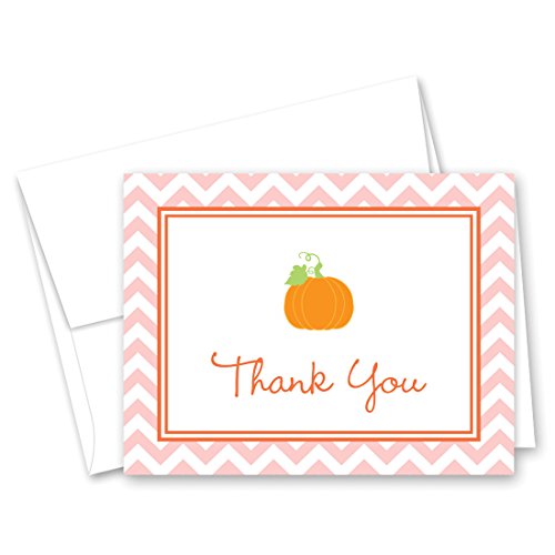 MyExpression.com 50 Cnt Little Pumpkin Pink Chevron Thank You Cards