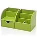 KINGFOM 7 Storage Compartments Multifunctional PU Leather Office Desktop Organizer, Stationery Storage Box Collection, Business Card/Pen/Pencil/Mobile Phone /Remote Control Holder (Green)