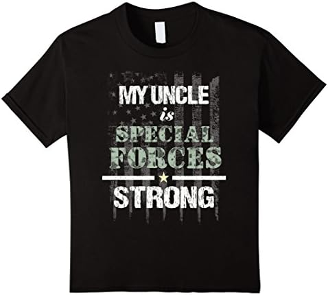 Kids Special Forces Uncle American Flag Military Veteran tee 12 Black