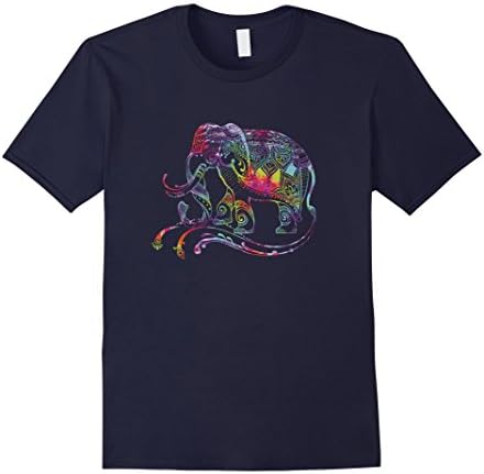 Mens TIE DIE ELEPHANT ETHNIC TRIBAL ANIMAL T SHIRT Large Navy