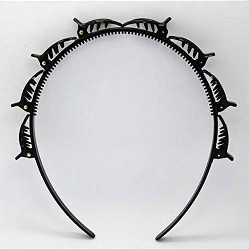 Double Bangs Hairstyle Hairpin, Twist Clip Headband with Toothed Headband Braid Tool, Women Fashion Hair Accessories, DIY Hair Bands Headbands for Women Girls (Black) 5 Double Bangs Hairstyle Hairpin, Twist Clip Headband with Toothed Headband Braid Tool, Women Fashion Hair Accessories, DIY Hair Bands Headbands for Women Girls (Black)
