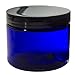 2 oz Cobalt Blue PET Plastic Jar with Black Smooth Foam Lined Lids (12 pack)