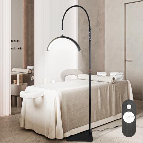 MeoYlaery Eyelash Extension Lamp, Half Moon with Remote Control, On Stand with 360° Adjustable Head, 3000K-6000K, Professional Aesthetic for Tattoo, Makeup Artisans