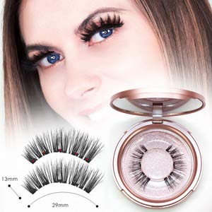 JUNING Upgraded Strong Magnetic Eyelashes with Magnetic Eyeliner Enhanced Waterproof Natural Reusable 3D Magnet Silk False Eyelash Kit withTweezers and Mirror Case