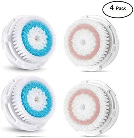 4 Pack Deep Pore Facial Cleansing Replacement Brush Heads for Mia 1, Mia2, Mia3 (Aria), SMART Profile, Alpha Fit, Pro, Plus and Radiance Cleansing Systems
