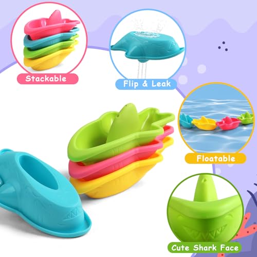 Fajiabao Baby Bath Toys for Kids Ages 1-3 Toddler Bath Toys Mold Free for 12+ Months Bathtub Beach Sand Pool Water Table Toys for 1 2 3 4 5 6 Years Old Boys Christmas Birthday Gifts (6 PCS)