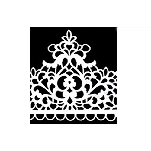 Cake Decoration Fondant Molds Silicone Lace Crown Texture Mat Sugarcraft Wedding Cake Imprint Tools Baking Mould 7 x 3 inches (Peacock Feather)