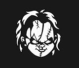 Chucky Face Vinyl Cut Decal Sticker | Horror Halloween Scary Funny | Cars Trucks Vans Walls Laptop | White | 5.5 In Tall | KCD279