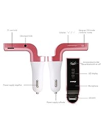 tianshili transmisor FM, cargador inalámbrico por Bluetooth Car Kit con micrófono TF tarjeta USB Drive aux Play llamadas manos libres, Smart USB de carga para iPhone, iPad, Samsung Galaxy Y Otros Teléfonos Android, Rosado