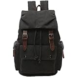 Yousu Vintage Canvas Backpack for School Casual Rucksack Travel Bag for Men (Black)
