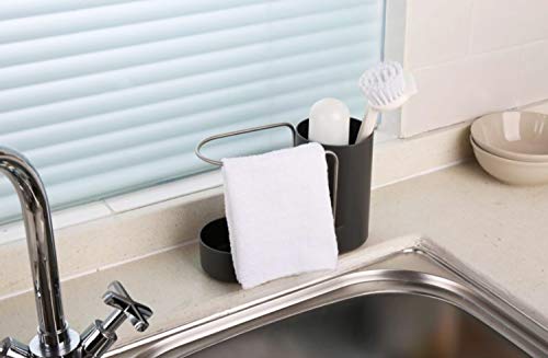 EZ Breezy Home Sink Caddy Kitchen Sink Organizer Sponge Holder with Dish Cloth Towel and Cleaning Brush Holder.