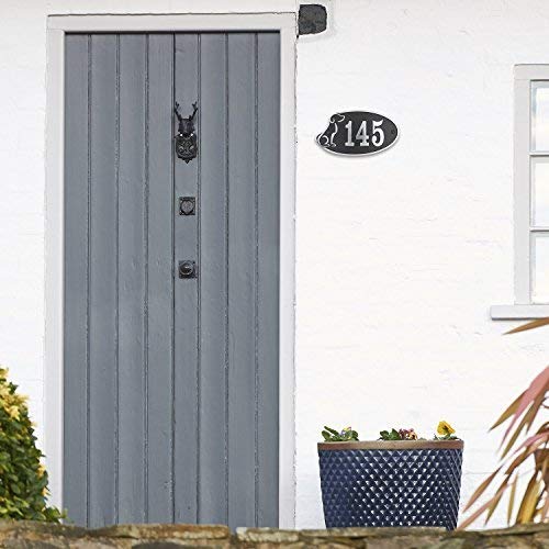 House Number Address Plaque Perfect for Dog Lovers. Cast Metal Personalised Yard Or Mailbox Sign with Oodles of Color, Number and Letter Options. Handmade in England by The Metal Foundry Just for You