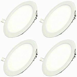 FOS 12-Watt LED Panel Light Recessed Ceiling Lamp, 1200 LUMENS – Slim | Round | Warm White 2700k (Pack of 4)