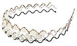 HipGirl Boutique 3pc Girls Women Pearl and Rhinestone Metal Headbands, Silver, Gold and Black