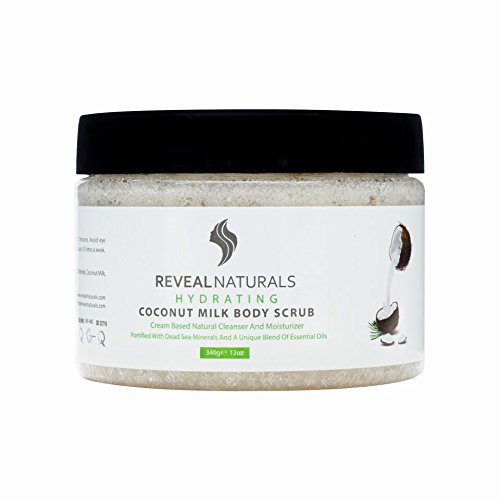 Reveal Naturals Exfoliating Scrub - Coconut Milk Body Scrub - Hydrating Dead Sea Salts Scrub - 11.9 Ounces