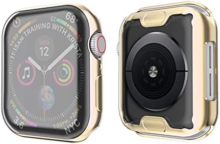 SIRUIBO Compatible with Apple Watch Series 4 Screen Protector 44mm, Soft Slim Full-Around Protective iWatch 4 Case Cover for Apple Watch Series 4, Gold