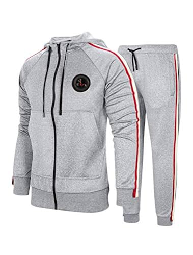 PASOK Men's Casual Tracksuit Set Long Sleeve Full-Zip Running