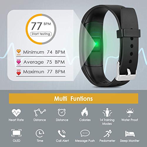 FITMAKER Fitness Tracker, Activity Tracker Watch Heart Rate Monitor, Waterproof Smart Bracelet Step Counter, Calorie Counter, Pedometer Watch Kids Women Men, Android & iOS