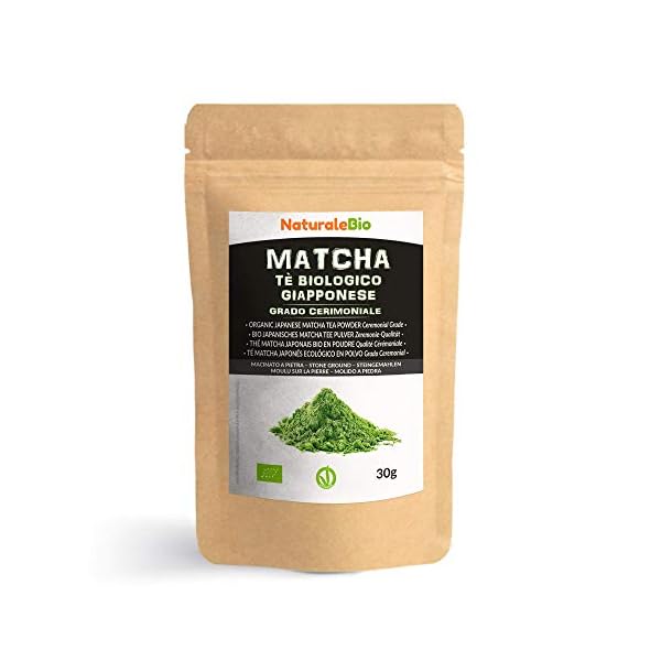 NaturaleBio Matcha Ceremonial Grade 30g. Original Matcha Pulver Bio aus Japan. GrÃ¼ner Tee, Zeremonie-QualitÃ¤t. Ideal zum Trinken, Kochen und als Kaffee Latte Zugabe