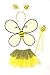 Yellow Toddler Girl Bumble Bee Wings Tutu Wand Costume Dress Up Set 2-4T