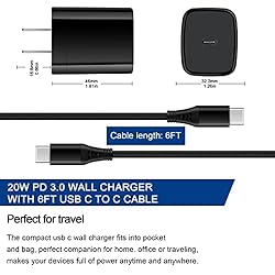 USB C Fast Wall Charger Block Plug with 6ft USB C