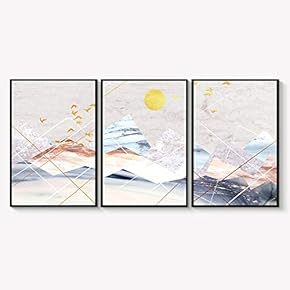Framed Canvas Wall Art for Living Room, Bedroom Abstract Landscape Dream Place Canvas Prints for Home Decoration Ready to Hanging - 16"x24"x3 Panels