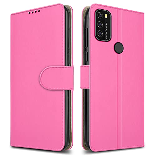 PIXFAB For Blackview A70 Leather Phone Case, Magnetic Closure Full Protection Book Folio Design, Wallet Case Cover [Card Slots] and [Kickstand] For Blackview A70 (6.5") - Pink
