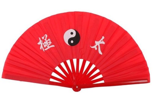 Cygoshop Chinese Kung Fu Martial Arts Dance/Practice Performance Tai Chi Fan Bamboo (Red background style1)