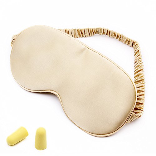 UPC 748966120287, EATESIA 100% Silk Sleep Mask Blindfold with Free Ear Plugs, Super-smooth Eye Mask with Adjustable Strap, Soft Eye Cover Eyeshade for Night Sleeping, Travel, Nap (Golden)