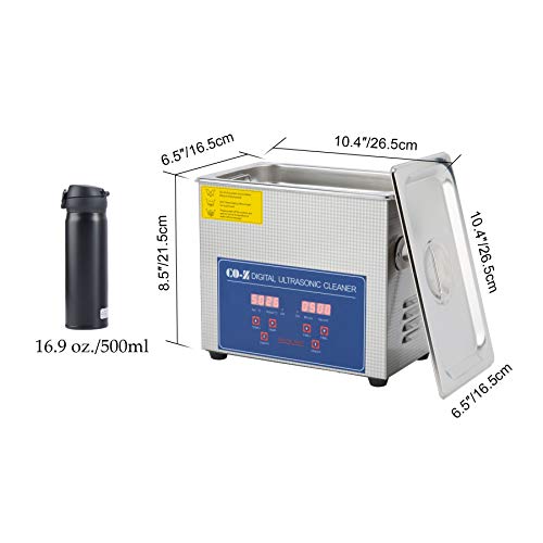 3L Ultrasonic Cleaner with Digital Timer & Heater, Professional Ultrasound Jewelry Cleaning Machine for Parts Denture Ring Watch - Thumbnail 2