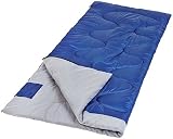 AmazonBasics Cold Weather Camping Envelope Sleeping Bag With Tote - 75 x 33 x 2 Inches, Blue