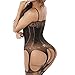 QueensHot Sexy Sheer Lingerie Babydoll Suspender Corset Nightie Leotard Body Suit Stocking,Black-cut Out Style,Large