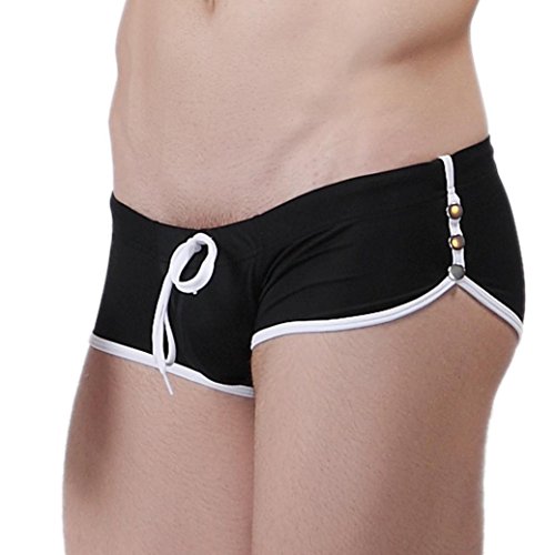 Men's Swimming Trunks, TOOPOOT Mens Boxer Swimming Briefs (S, Black)