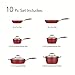 Tramontina 80110/202DS Gourmet Ceramica Deluxe Cookware Set, PFOA- PTFE- Lead and Cadmium-Free Ceramic Exterior & Interior, 10-Piece, Metallic Red, Made in Italy