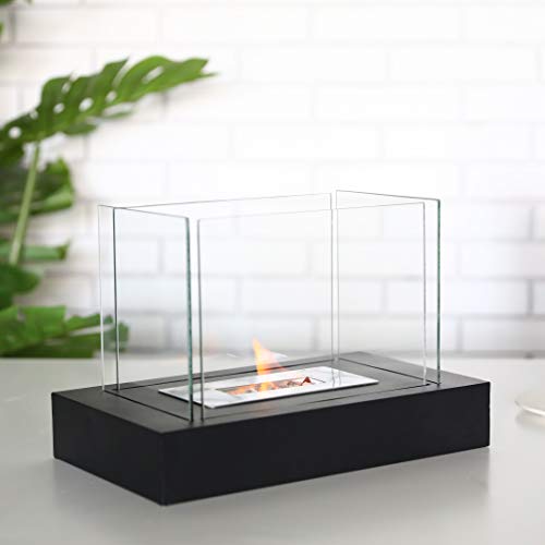 JHY DESIGN Rectangular Tabletop Fire Bowl Pot with Foursided Glass 13.