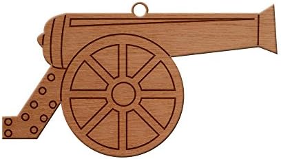 Cannon Design Wooden Christmas Tree Ornament, Hanging Xmas Decor