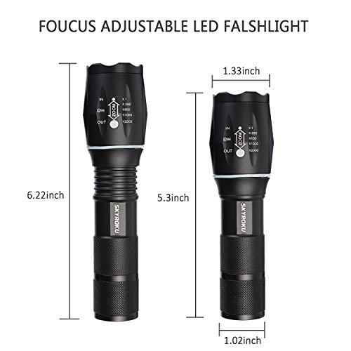 Flashlights, SKYROKU 2 Pack Portable Ultra Brightest Handheld LED Flashlight Waterproof Led MINI Flash light for Hiking, Camping and Riding(New Version)