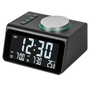 m zimoon wekkerradio, digitale wekkerradio FM-klok op het lichtnet met dubbele USB, temperatuurweergave, dubbele alarmen…