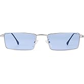 Laurinny Small Y2K Narrow Rectangle Sunglasses Womens Mens Retro 80s 90s Sun glasses UV400 Sunnies