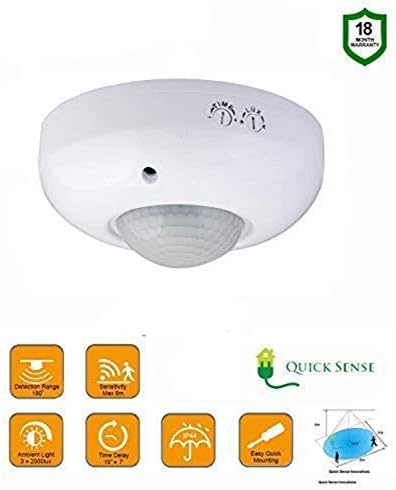 Quick Sense(Qs-07): 360` Ceiling-Mount PIR Motion Sensor Switch with LUX Sensor inbuilt Energy Saving Sensor,LUX Adjustment, Time Adjustment,Automatic Sensor 220V