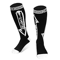 Compression Socks for Men & Women (15-20mmHg), Swag Calf Knee High Graduated Compression Stockings for Running Athletic Crossfit Flight Flying Airplane Travel Sports Nurse (Black, Limited, L/XL)