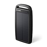 Solar Charger RAVPower 20000mAh Portable Charger Solar Power Bank with Dual 2.4A Outputs, External Battery Pack with Flashlight for Smartphones, Tablets and More(Black)