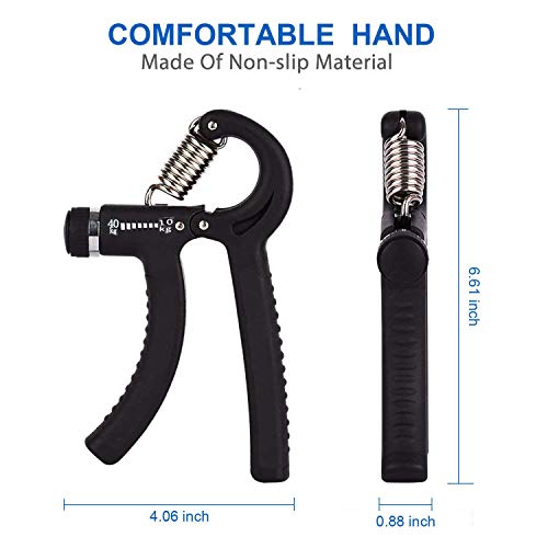 Taisk Grip Strength, Hand Exerciser Grip Strengthener Adjustable Resistance Grip Strength Trainer 22-88 Lbs (10-40Kg) -Hand Squeezer Exerciser | Hand Grip Exercises (Black)