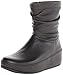 FitFlop Women's Zip Up Crush Boot (Leather), Black, 8 M US