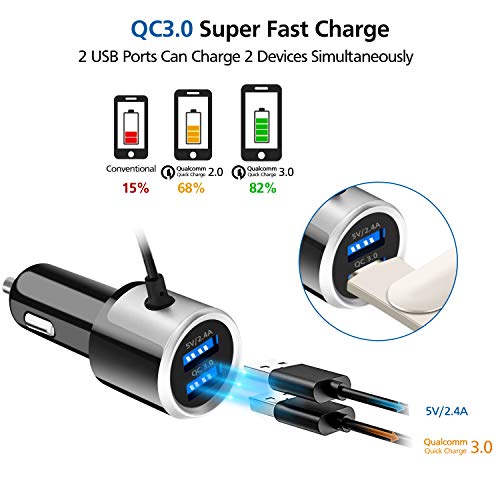 image for isinlive Bluetooth FM Transmitter for Car 7-Colors, Bluetooth 5.0 Wire